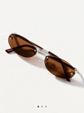 Trending! Anthropologie Eyeking Brown Oval Metal Sunglasses 100% UV Protection